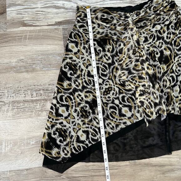 Vintage Y2K Profile Tube Top Leopard Mesh Knot Front Asymmetrical Indie Large - Picture 7 of 8